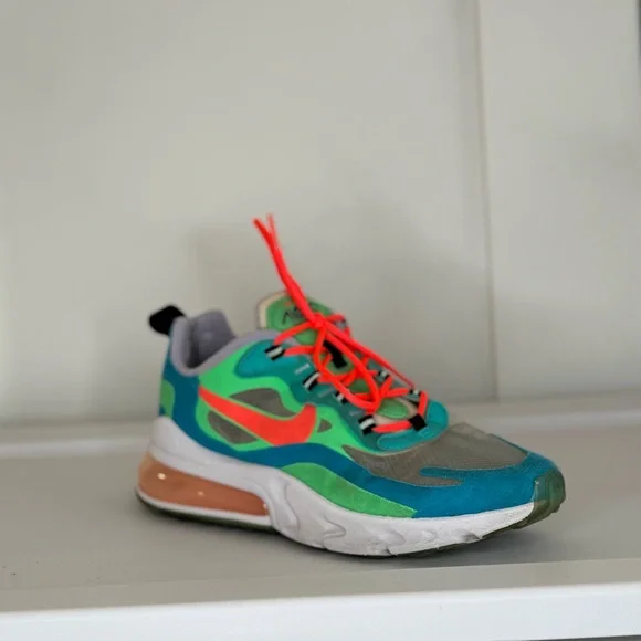 Nike Air Max 270 React AT6174-300 Multi Color Neon Sneakers Women’s Size 8 - Picture 1 of 6